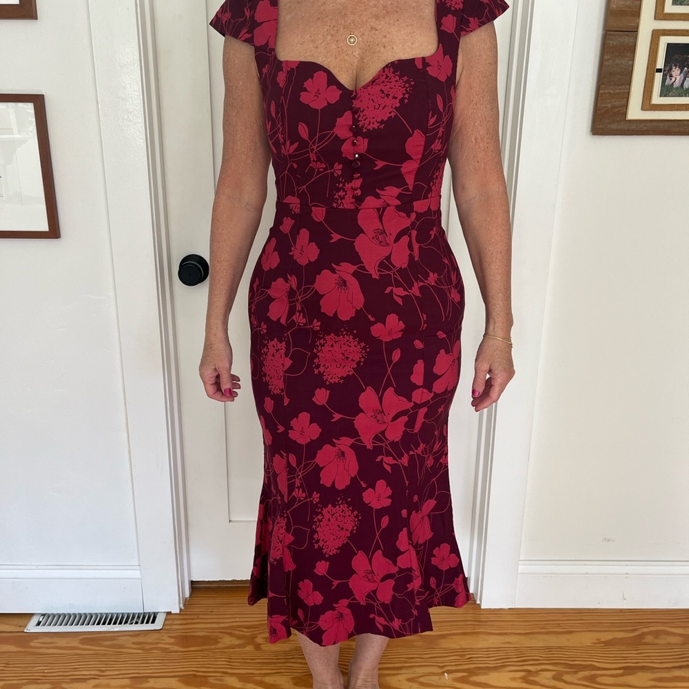 Anthropologie Cecily Fit & Flare Dress in Wine